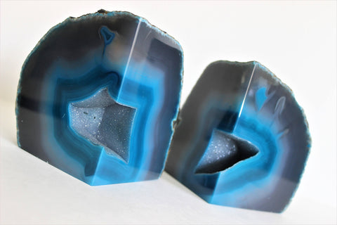 Teal Agate Bookends