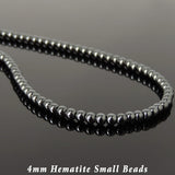 Men's Women 4mm Hematite Necklace 925 Sterling Silver Clasp DiyNotion Handmade NK180