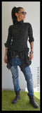 Woman shirt /Black Extravagant Shirt/Black shirt/Long sleeves shirt /Unique black shirt /Asymmetric shirt