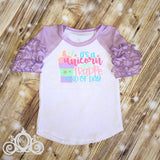 It&#39;s A Unicorn & Frappe Kind of Day Girls Icing Ruffle Raglan