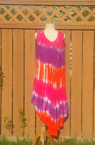 Tie-dye dress, Beach Cover up, Sleeveless dress, Bohemian dress, Highlow dress, Indian dress, Hawai dress, Long dress, xmas gift for her