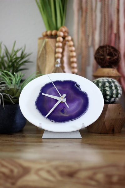 7" Purple Agate Acrylic Desk Clock