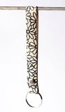 Leather Wristlet Keychain/Snap Loop/Summer Daisy