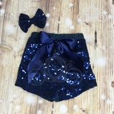 Labor Day Girls Navy Blue Sequin Shorts