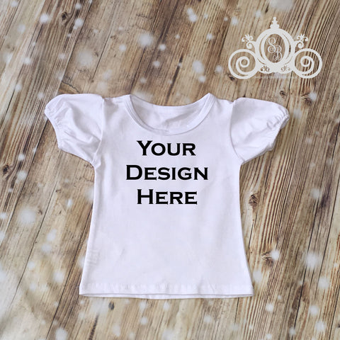 White Bubble Sleeve Tee Personalized Shirt Girl Baby Shower Gift Toddler Shirt