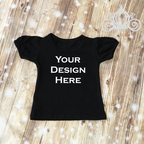 Black Bubble Sleeve Tee Personalized Shirt Girl Baby Shower Gift Toddler Shirt