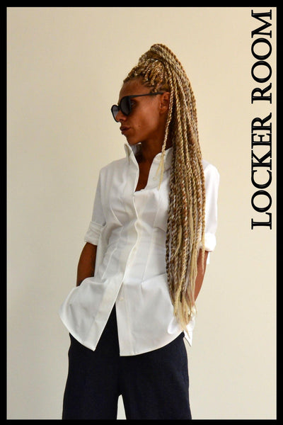 White Cotton shirt/Extravagant shirt top/Long sleeves top /Unique white shirt /Asymmetric shirt