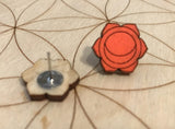 Sacral Chakra Wooden Stud Earrings - Painted or Natural - 2nd Chakra - Orange - Svadhishthana