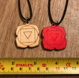 Root Chakra Wooden Pendant - Painted or Natural - 1st Chakra - Red - Muladhara