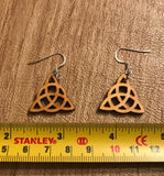 Triquetra Wooden Earrings -  Natural Birch Stained Natural