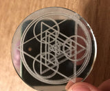Sacred Geometry Mirror Magnet - 2 inches  - Triangles and Circles
