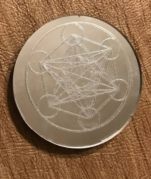 Metatron's Cube Sacred Geometry Mirror Magnet - 2 inches