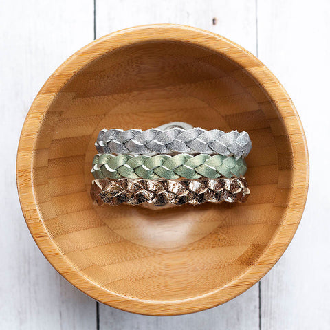 Braided Leather Bracelet Trio/Classic Neutrals