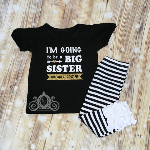 I&#39;m Going to Be a Big Sister Onesie Tutu Set Leg Warmers Personalized Shirt Girl Birthday Baby Shower Gift Toddler Shirt