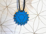Throat Chakra Wooden Pendant - Painted or Natural - 5th Chakra - Blue - Vishuddha