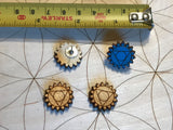 Throat Chakra Wooden Earrings - Painted or Natural - 5th Chakra - Blue - Vishuddha
