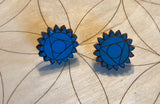Throat Chakra Wooden Earrings - Painted or Natural - 5th Chakra - Blue - Vishuddha