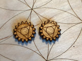 Throat Chakra Wooden Earrings - Painted or Natural - 5th Chakra - Blue - Vishuddha