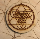 Sacred Geometry Wood Magnet - 2 inches  - Triangles and Circles