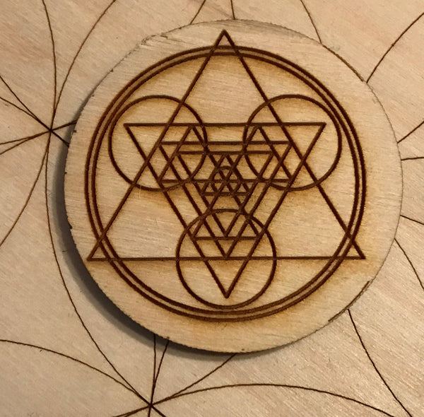 Sacred Geometry Wood Magnet - 2 inches  - Triangles and Circles