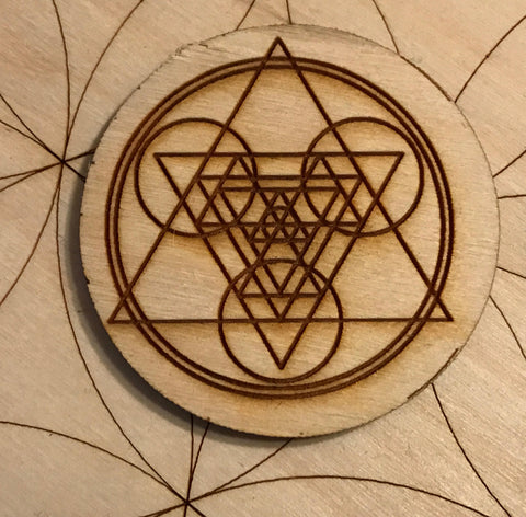 Sacred Geometry Wood Magnet - 2 inches  - Triangles and Circles