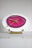 7" Pink Agate Desk Clock