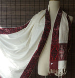 Ivory Pashmina scarf, silk blend shawl, pashmina scarf, Ethnic Scarf, Party Scarf, Unique Scarf, xmas gift for her, plaid blanket scarf