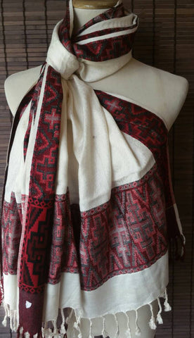 Ivory Pashmina scarf, silk blend shawl, pashmina scarf, Ethnic Scarf, Party Scarf, Unique Scarf, xmas gift for her, plaid blanket scarf