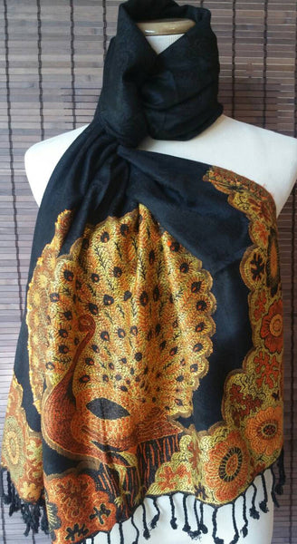 Pashmina scarf, Blend Silk Scarf, Pashmina Blend Stole, Party Scarf, Pashmina Scarf, Bridesmaid scarf, Peacock Scarf, xmas gift for her