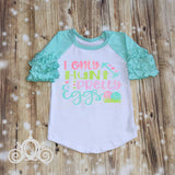 I Only Hunt Pretty Eggs Easter Custom Ruffle Raglan Personalized Shirt Girl Baby Toddler Shirt