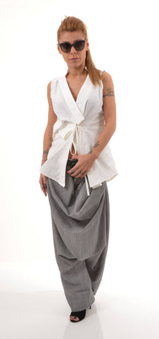 Unique white shirt /White Cotton shirt/Extravagant shirt top/Sleeveless shirt /Asymmetric shirt/Summer Shirt