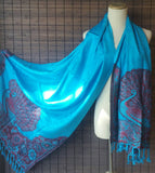 Peacock Pashmina Scarf, Silk Scarf, Pashmina Blend Stole, Party Scarf, Blend Silk Wrap, large Stole, Pashmina Blend Scarf, xmas gift for her