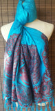 Peacock Pashmina Scarf, Silk Scarf, Pashmina Blend Stole, Party Scarf, Blend Silk Wrap, large Stole, Pashmina Blend Scarf, xmas gift for her