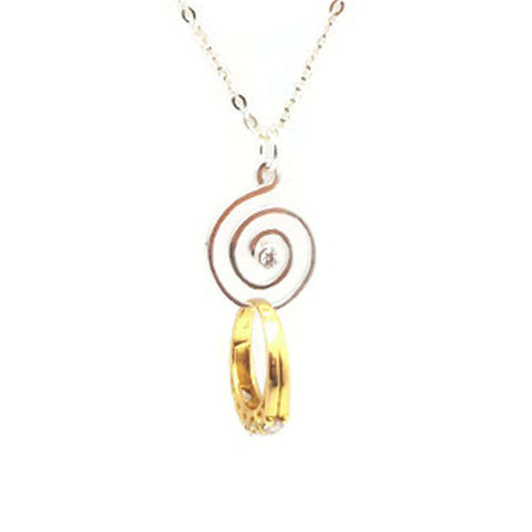 Sterling Silver Spiral Ring Holder Necklace Pendant
