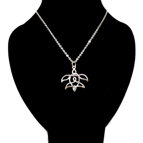 Silver Celtic Knot Turtle Necklace