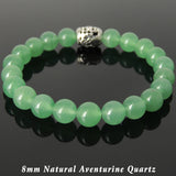 Men's Women Natural Aventurine Quartz Bracelet 925 Sterling Silver Prayer Bead DiyNotion BR1133