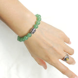 Men's Women Natural Aventurine Quartz Bracelet 925 Sterling Silver Prayer Bead DiyNotion BR1133