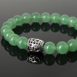 Men's Women Natural Aventurine Quartz Bracelet 925 Sterling Silver Prayer Bead DiyNotion BR1133