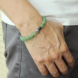 Men's Women Natural Aventurine Quartz Lapis Lazuli Bracelet 925 Sterling Silver Lotus Bead DiyNotion BR1134