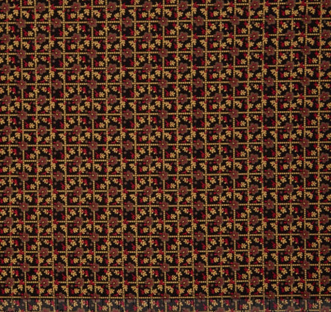 SALE Landon Creek - Grid and Leaves Yardage by Paula Barnes for Marcus Fabrics - Sold by Half Yard