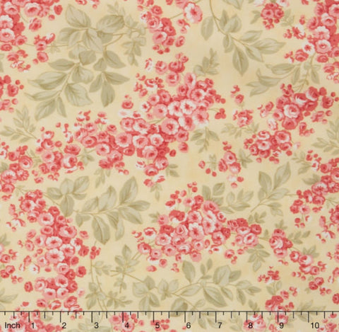 Whitewashed Cottage - Faded Roses Daffodil Yardage for Moda Fabrics - Sold by Half Yard
