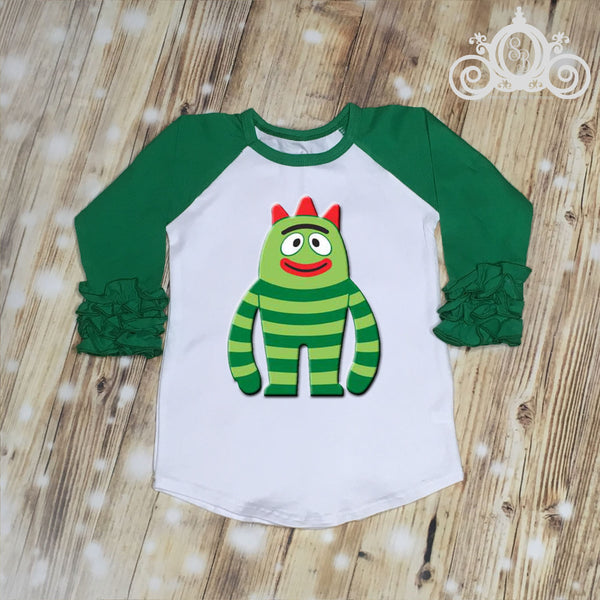 Brobee Yo Gabba Gabba Birthday Shirt Raglan Personalized Shirt Girl Baby Toddler Shirt