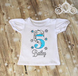 Elsa Braid Frozen Birthday Shirt | Ruffle Raglan Personalized w Name & Age