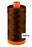 Aurifil Italian Thread 50wt, 100% Cotton Mako Thread - Large Spool - 1422 Yards - Copper Brown #4012 - For Piecing & Applique.