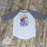 Fourth of July, 4th of July, Unisex Gray Baseball Raglan Shirt, Personalized, Monogram Shirt, Birthday Shirt, Toddler Shirt