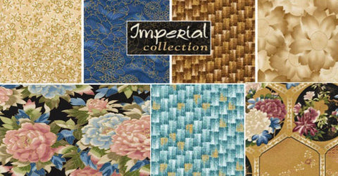 Imperial Collection - Garden Metallic Blue and Gold Charm Pack by Studio RK for Robert Kaufman - 42, 5" Precut Fabrics
