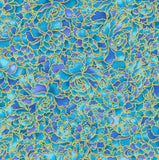 Imperial Collection - Garden Metallic Blue and Gold Charm Pack by Studio RK for Robert Kaufman - 42, 5" Precut Fabrics