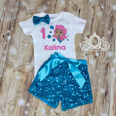 Bubble Guppies Molly Birthday Onesie Set Personalized w Name & Number