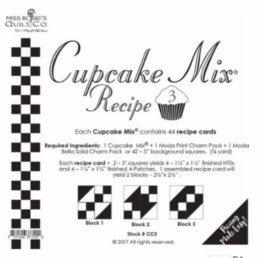 Cupcake Mix Recipe 3 by Miss Rosie's Quilt Co. for Moda Fabrics - Each Recipe Pad contains 44 Recipe Cards1