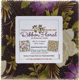 SALE Ribbon Floral Charm Pack by Dover Hill for Benartex - 42, 5 inches X 5 inches Precut Fabric Squares